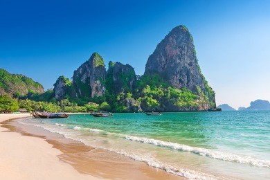 railay beach in krabi thailand. asia