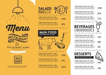 hipster and vintage art restaurant menu design template.