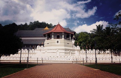 temple of the sacred tooth relic, that is located in the royal palace complex of the former kingdom of kandy, sri lanka, which houses the relic of the tooth of buddha (with instagram effect)