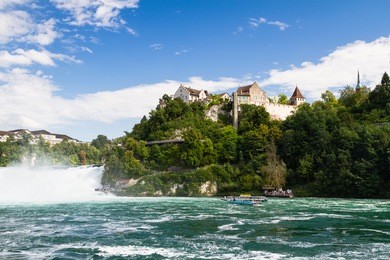 the rhine falls in schaffhausen, switzerland. the rhine falls is the largest waterfall in europe.