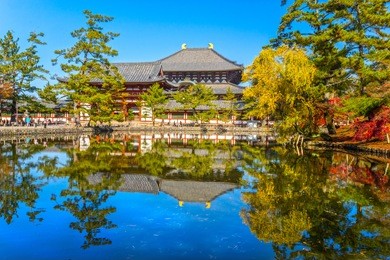 todai-ji temple in autumn, nara, japan.
