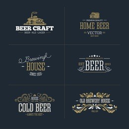 set of vintage beer badge and logo. vector illustration