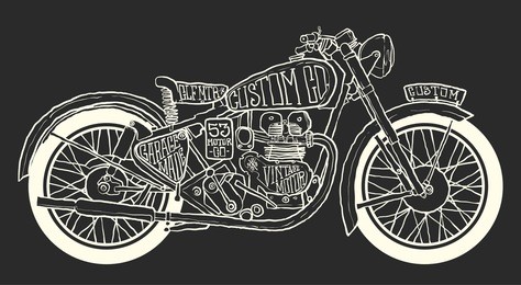 vintage motorcycle hand drawn vector