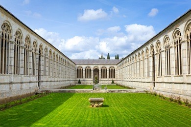 architecture of monumental cemetery in pisa, italy