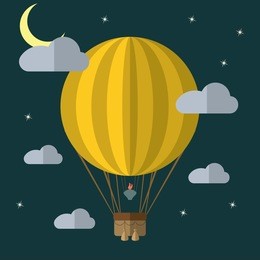 flat design modern vector illustration of a hot air balloon concept for new business project, creative start on market.
