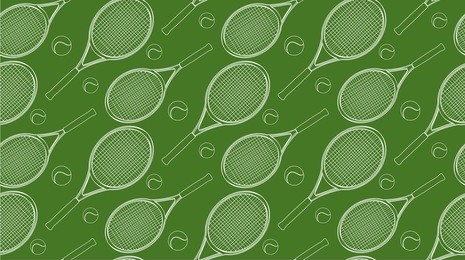 seamless pattern with the contours of the racket and tennis ball