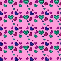seamless pattern with colorful striped hearts