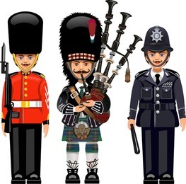 a royal guard at buckingham palace. british metropolitan police officers. 