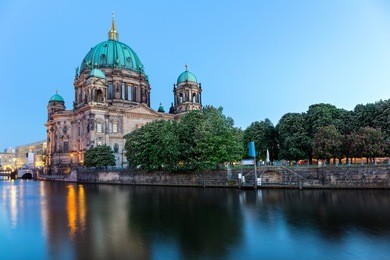 berlin cathedral on museum island in the blue hour, germany