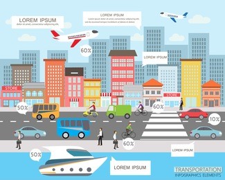 transportation and city traffic infographics element. can be used for workflow layout, diagram, web design, banner template. vector illustration