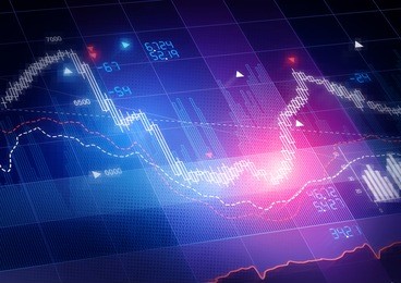 candle stick stock market tracking graph.