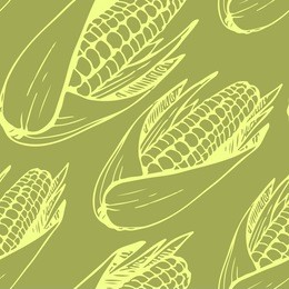 eco pattern. pattern of corn cobs with leaves for design shops, healthy lifestyle, design, packaging, tags, bags and textiles.