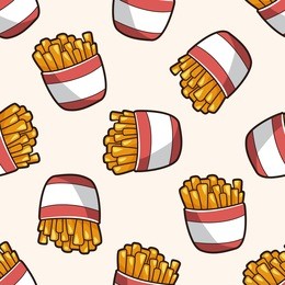 fried foods theme french fries , cartoon seamless pattern background