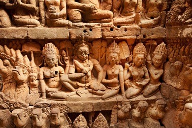 terrace of the leper king, angkor wat, cambodia
close up detail of the wall