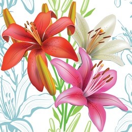 seamless floral pattern with lilies