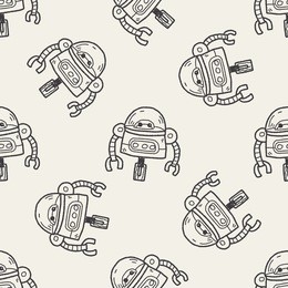 robot doodle seamless pattern background