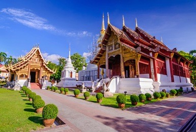 wat phra sing temple located in chiang mai province ,thailand, asia.