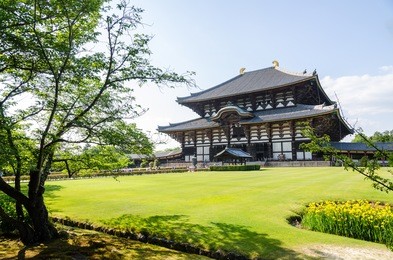 wooden main building of todaiji temple in nara, japan