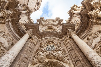spain, valencia. detail of the cathedral - basilica of the assumption of our lady of valencia