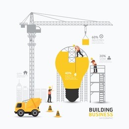 infographic business light bulb shape template design.building to energy concept vector illustration / graphic or web design layout.