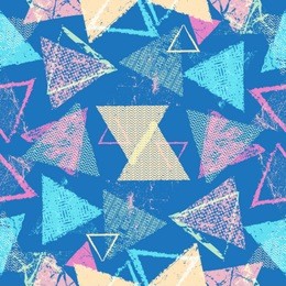vector seamless pattern .  triangle geometric shapes in grunge style . 