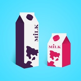 realistic packages with milk