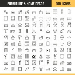 furniture and home decor icon set. vector illustration.