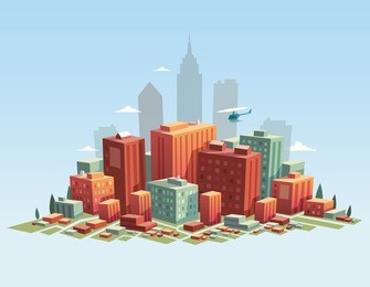 colorful city. vector illustration.