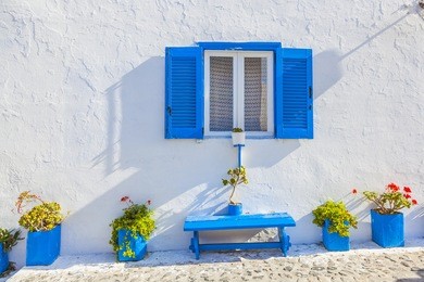 santorini island in cyclades, classical view of sights in fira
