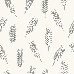 seamless pattern with wheat. contour drawing vector illustration. perfect for wallpapers, wrapping papers, bakery menu, web page background, textile 