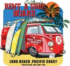 vector illustration surf car drawing.
