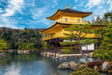 the golden pavilion (kinkaku-ji) of kyoto, japan.