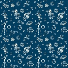 hand drawn space doodle seamless background