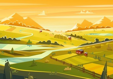 rural landscape. vector design illustration for web design development, natural landscape graphics.