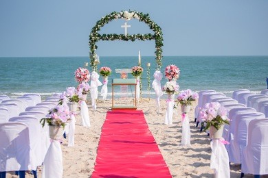 wedding on the beach .