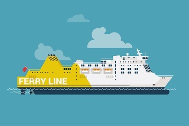 cool creative vector detailed ferryboat ship design element | seaway line connection transport ferry vessel web icon
