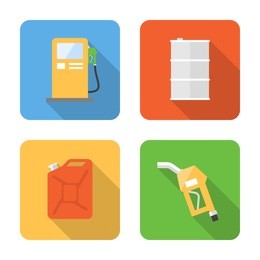 flat fuel icons with long shadows. vector illustration