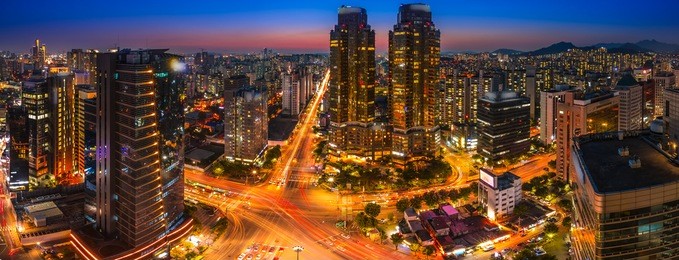 night city in seoul korea and twilight panorama
