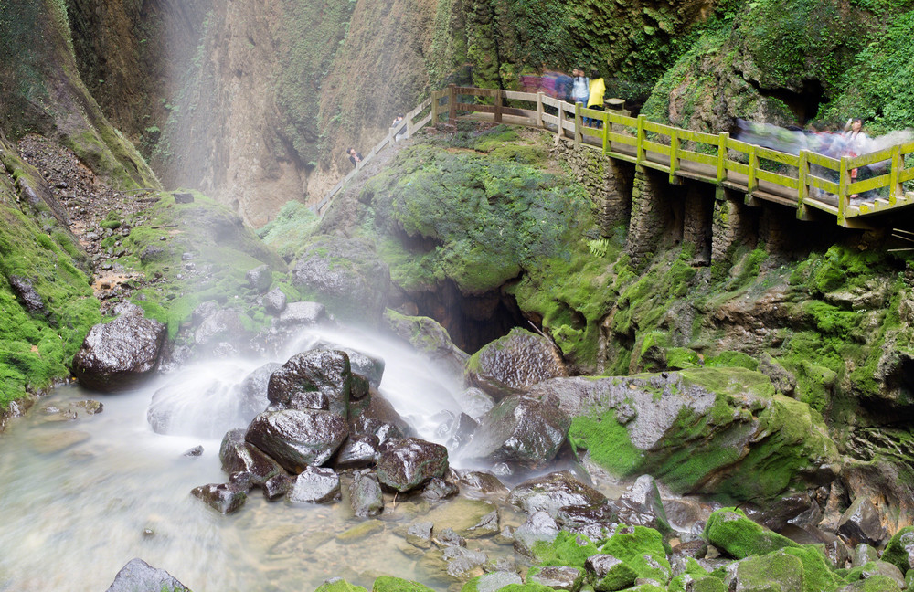 picturesque area of the longshuixia fissure with its waterfalls,wulong, china