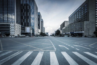 empty road and modern office buildings