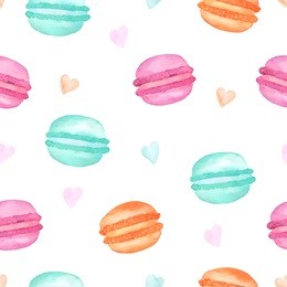 watercolor macaron seamless pattern