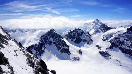 scenery of valley titlis snow mountains, engelberg, switzerland