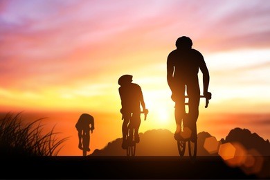 silhouette bike on sunset and bicycle background