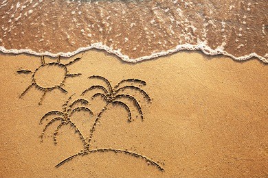 paradise island, beach background with place for text