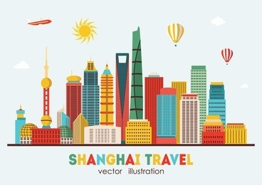 shanghai skyline. vector illustration