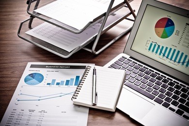 showing business and financial report. accounting