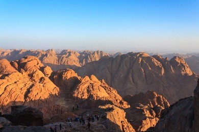 views of the sinai desert in egypt at dawn
