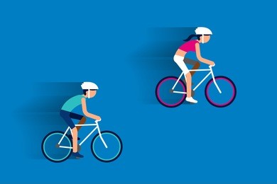 couple riding bicycles flat design.