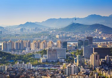 seoul city skyline and n seoul tower, south korea