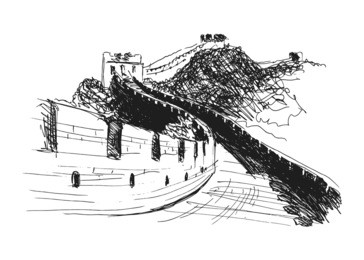 hand sketch the great wall of china
